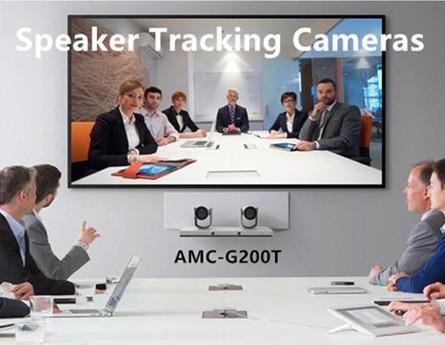 Aplicación de cámara PTZ de seguimiento de altavoz AMC-G200TH en sala de videoconferencia central